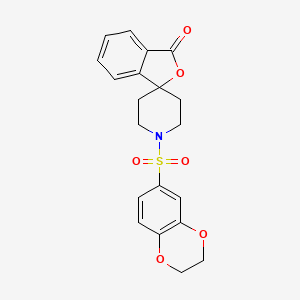 molecular formula C20H19NO6S B2737957 1'-((2,3-dihydrobenzo[b][1,4]dioxin-6-yl)sulfonyl)-3H-spiro[isobenzofuran-1,4'-piperidin]-3-one CAS No. 1704528-37-9