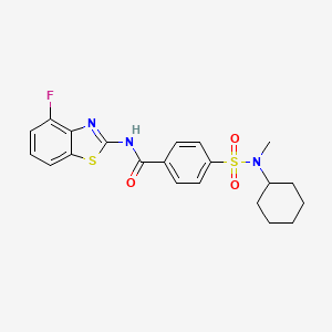 molecular formula C21H22FN3O3S2 B2737958 4-[cyclohexyl(methyl)sulfamoyl]-N-(4-fluoro-1,3-benzothiazol-2-yl)benzamide CAS No. 862807-27-0
