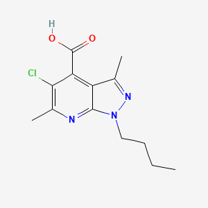 molecular formula C13H16ClN3O2 B2737961 1-butyl-5-chloro-3,6-dimethyl-1H-pyrazolo[3,4-b]pyridine-4-carboxylic acid CAS No. 937597-50-7