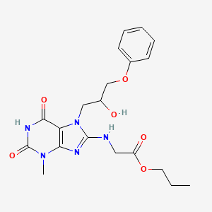 molecular formula C20H25N5O6 B2737987 propyl 2-((7-(2-hydroxy-3-phenoxypropyl)-3-methyl-2,6-dioxo-2,3,6,7-tetrahydro-1H-purin-8-yl)amino)acetate CAS No. 923150-93-0