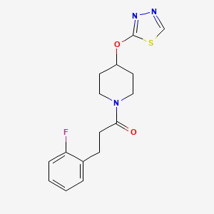 molecular formula C16H18FN3O2S B2737991 3-(2-Fluorophenyl)-1-[4-(1,3,4-thiadiazol-2-yloxy)piperidin-1-yl]propan-1-one CAS No. 2176069-59-1