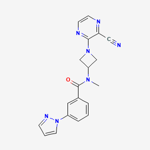 molecular formula C19H17N7O B2737993 N-[1-(3-Cyanopyrazin-2-yl)azetidin-3-yl]-N-methyl-3-pyrazol-1-ylbenzamide CAS No. 2380088-96-8