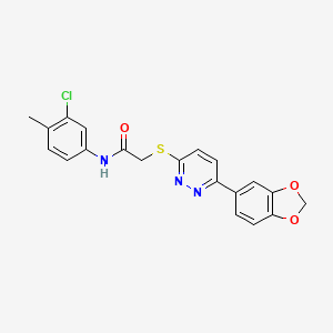 molecular formula C20H16ClN3O3S B2737995 2-[6-(1,3-benzodioxol-5-yl)pyridazin-3-yl]sulfanyl-N-(3-chloro-4-methylphenyl)acetamide CAS No. 920437-41-8