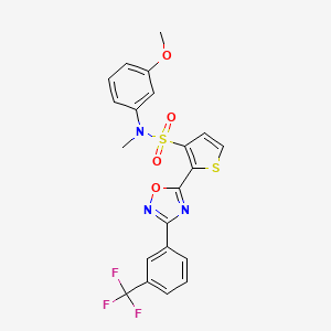 molecular formula C21H16F3N3O4S2 B2737998 N-(3-甲氧基苯基)-N-甲基-2-{3-[3-(三氟甲基)苯基]-1,2,4-噁二唑-5-基}噻吩-3-磺酰胺 CAS No. 1207012-38-1