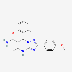 molecular formula C20H18FN5O2 B2738007 7-(2-Fluorophenyl)-2-(4-methoxyphenyl)-5-methyl-4,7-dihydro-[1,2,4]triazolo[1,5-a]pyrimidine-6-carboxamide CAS No. 538318-10-4