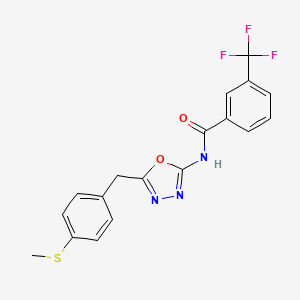 molecular formula C18H14F3N3O2S B2738012 N-(5-(4-(methylthio)benzyl)-1,3,4-oxadiazol-2-yl)-3-(trifluoromethyl)benzamide CAS No. 1172756-39-6