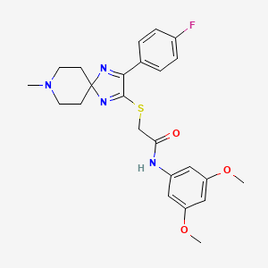 molecular formula C24H27FN4O3S B2738014 N-(3,5-dimethoxyphenyl)-2-((3-(4-fluorophenyl)-8-methyl-1,4,8-triazaspiro[4.5]deca-1,3-dien-2-yl)thio)acetamide CAS No. 1189472-03-4