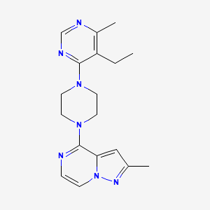 molecular formula C18H23N7 B2738015 4-[4-(5-Ethyl-6-methylpyrimidin-4-yl)piperazin-1-yl]-2-methylpyrazolo[1,5-a]pyrazine CAS No. 2380087-76-1