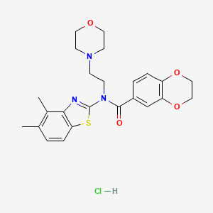 molecular formula C24H28ClN3O4S B2738017 N-(4,5-dimethylbenzo[d]thiazol-2-yl)-N-(2-morpholinoethyl)-2,3-dihydrobenzo[b][1,4]dioxine-6-carboxamide hydrochloride CAS No. 1215533-39-3
