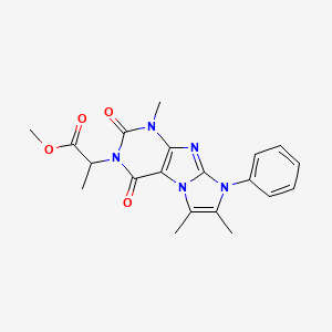 molecular formula C20H21N5O4 B2738018 methyl 2-(1,6,7-trimethyl-2,4-dioxo-8-phenyl-1H-imidazo[2,1-f]purin-3(2H,4H,8H)-yl)propanoate CAS No. 887455-29-0