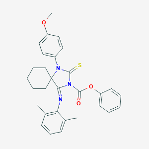 molecular formula C30H31N3O3S B273802 Phenyl 4-[(2,6-dimethylphenyl)imino]-1-(4-methoxyphenyl)-2-thioxo-1,3-diazaspiro[4.5]decane-3-carboxylate 