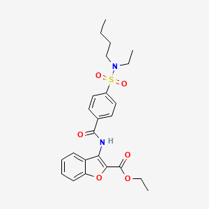molecular formula C24H28N2O6S B2738022 乙酸乙酯 3-(4-(N-丁基-N-乙基磺酰基)苯甲酰胺)苯并呋喃-2-羧酸酯 CAS No. 500149-80-4