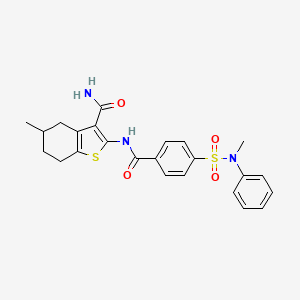 molecular formula C24H25N3O4S2 B2738025 5-methyl-2-(4-(N-methyl-N-phenylsulfamoyl)benzamido)-4,5,6,7-tetrahydrobenzo[b]thiophene-3-carboxamide CAS No. 313405-71-9