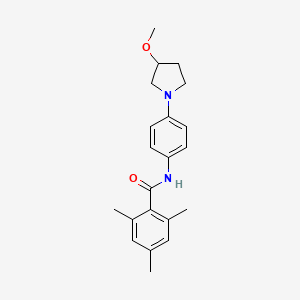 molecular formula C21H26N2O2 B2738026 N-[4-(3-Methoxypyrrolidin-1-yl)phenyl]-2,4,6-trimethylbenzamide CAS No. 1797871-67-0