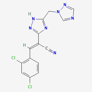 molecular formula C14H9Cl2N7 B2738033 3-(2,4-二氯苯基)-2-[5-(1H-1,2,4-三唑-1-基甲基)-1H-1,2,4-三唑-3-基]丙烯腈 CAS No. 1164552-63-9