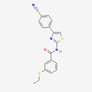 molecular formula C19H15N3OS2 B2738038 N-(4-(4-cyanophenyl)thiazol-2-yl)-3-(ethylthio)benzamide CAS No. 898459-27-3