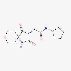 molecular formula C14H21N3O4 B2738044 N-cyclopentyl-2-(2,4-dioxo-8-oxa-1,3-diazaspiro[4.5]dec-3-yl)acetamide CAS No. 1775552-55-0