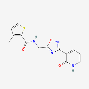 molecular formula C14H12N4O3S B2738045 3-methyl-N-((3-(2-oxo-1,2-dihydropyridin-3-yl)-1,2,4-oxadiazol-5-yl)methyl)thiophene-2-carboxamide CAS No. 2034521-52-1