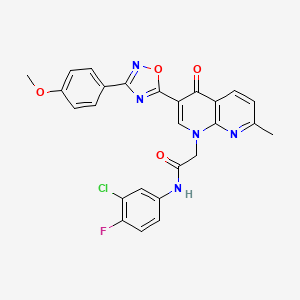 molecular formula C26H19ClFN5O4 B2738058 N-(3-chloro-4-fluorophenyl)-2-{3-[3-(4-methoxyphenyl)-1,2,4-oxadiazol-5-yl]-7-methyl-4-oxo-1,4-dihydro-1,8-naphthyridin-1-yl}acetamide CAS No. 1029728-19-5