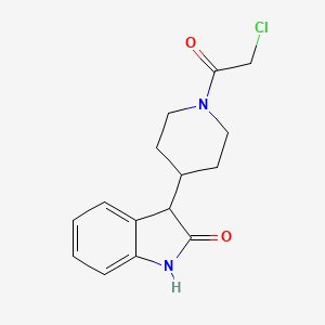 molecular formula C15H17ClN2O2 B2738063 3-[1-(2-Chloroacetyl)piperidin-4-yl]-1,3-dihydroindol-2-one CAS No. 2411253-07-9
