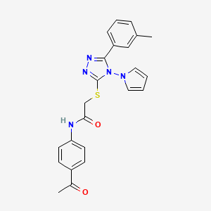 molecular formula C23H21N5O2S B2738066 2-((4-(1H-pyrrol-1-yl)-5-(m-tolyl)-4H-1,2,4-triazol-3-yl)thio)-N-(4-acetylphenyl)acetamide CAS No. 886927-15-7