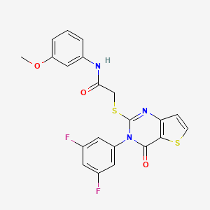 molecular formula C21H15F2N3O3S2 B2738083 2-{[3-(3,5-difluorophenyl)-4-oxo-3,4-dihydrothieno[3,2-d]pyrimidin-2-yl]sulfanyl}-N-(3-methoxyphenyl)acetamide CAS No. 1260632-70-9