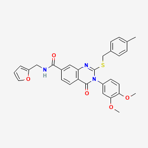 molecular formula C30H27N3O5S B2738085 3-(3,4-dimethoxyphenyl)-N-(furan-2-ylmethyl)-2-((4-methylbenzyl)thio)-4-oxo-3,4-dihydroquinazoline-7-carboxamide CAS No. 450371-95-6