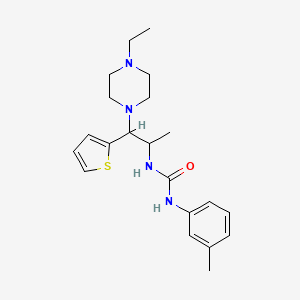 molecular formula C21H30N4OS B2738086 1-(1-(4-Ethylpiperazin-1-yl)-1-(thiophen-2-yl)propan-2-yl)-3-(m-tolyl)urea CAS No. 863018-07-9