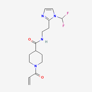 molecular formula C15H20F2N4O2 B2738088 N-[2-[1-(Difluoromethyl)imidazol-2-yl]ethyl]-1-prop-2-enoylpiperidine-4-carboxamide CAS No. 2361864-45-9