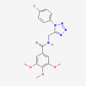 molecular formula C18H18FN5O4 B2738091 N-((1-(4-氟苯基)-1H-四唑-5-基)甲基)-3,4,5-三甲氧基苯甲酰胺 CAS No. 897623-42-6