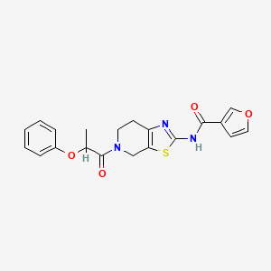 molecular formula C20H19N3O4S B2738097 N-(5-(2-phenoxypropanoyl)-4,5,6,7-tetrahydrothiazolo[5,4-c]pyridin-2-yl)furan-3-carboxamide CAS No. 1428355-18-3