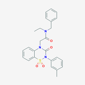 B2738128 N-benzyl-2-(1,1-dioxido-3-oxo-2-(m-tolyl)-2H-benzo[e][1,2,4]thiadiazin-4(3H)-yl)-N-ethylacetamide CAS No. 1030120-98-9