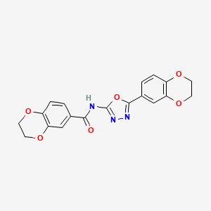 molecular formula C19H15N3O6 B2738136 N-[5-(2,3-dihydro-1,4-benzodioxin-6-yl)-1,3,4-oxadiazol-2-yl]-2,3-dihydro-1,4-benzodioxine-6-carboxamide CAS No. 851094-60-5