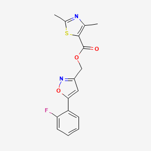 molecular formula C16H13FN2O3S B2738139 [5-(2-fluorophenyl)-1,2-oxazol-3-yl]methyl 2,4-dimethyl-1,3-thiazole-5-carboxylate CAS No. 1209831-00-4