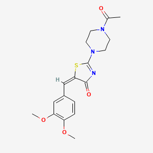 B2738141 (E)-2-(4-acetylpiperazin-1-yl)-5-(3,4-dimethoxybenzylidene)thiazol-4(5H)-one CAS No. 848279-25-4