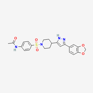 molecular formula C23H24N4O5S B2738234 N-[4-({4-[5-(2H-1,3-benzodioxol-5-yl)-1H-pyrazol-3-yl]piperidin-1-yl}sulfonyl)phenyl]acetamide CAS No. 1030386-41-4