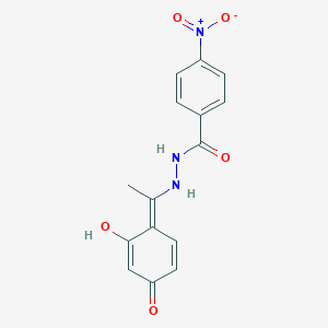 molecular formula C15H13N3O5 B273825 N'-[(1E)-1-(2-hydroxy-4-oxocyclohexa-2,5-dien-1-ylidene)ethyl]-4-nitrobenzohydrazide 