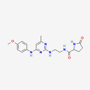 molecular formula C19H24N6O3 B2738291 N-(2-((4-((4-methoxyphenyl)amino)-6-methylpyrimidin-2-yl)amino)ethyl)-5-oxopyrrolidine-2-carboxamide CAS No. 1257546-66-9
