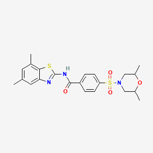 molecular formula C22H25N3O4S2 B2738295 N-(5,7-dimethylbenzo[d]thiazol-2-yl)-4-((2,6-dimethylmorpholino)sulfonyl)benzamide CAS No. 851080-76-7