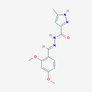 molecular formula C14H16N4O3 B273830 N'-[(E)-(2,4-dimethoxyphenyl)methylidene]-3-methyl-1H-pyrazole-5-carbohydrazide 