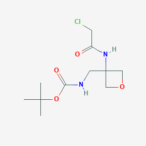 molecular formula C11H19ClN2O4 B2738359 Tert-butyl N-[[3-[(2-chloroacetyl)amino]oxetan-3-yl]methyl]carbamate CAS No. 2411276-39-4