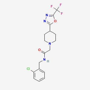 molecular formula C17H18ClF3N4O2 B2738361 N-(2-chlorobenzyl)-2-(4-(5-(trifluoromethyl)-1,3,4-oxadiazol-2-yl)piperidin-1-yl)acetamide CAS No. 1396853-72-7