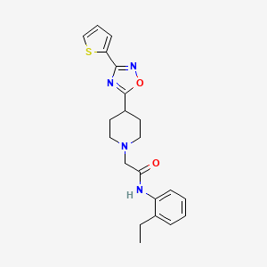 molecular formula C21H24N4O2S B2738386 N-(2-ethylphenyl)-2-{4-[3-(thiophen-2-yl)-1,2,4-oxadiazol-5-yl]piperidin-1-yl}acetamide CAS No. 1251603-89-0