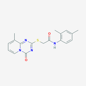 molecular formula C18H18N4O2S B2738419 N-(2,4-dimethylphenyl)-2-({9-methyl-4-oxo-4H-pyrido[1,2-a][1,3,5]triazin-2-yl}sulfanyl)acetamide CAS No. 896339-52-9