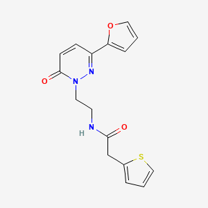 molecular formula C16H15N3O3S B2738447 N-(2-(3-(furan-2-yl)-6-oxopyridazin-1(6H)-yl)ethyl)-2-(thiophen-2-yl)acetamide CAS No. 954031-82-4