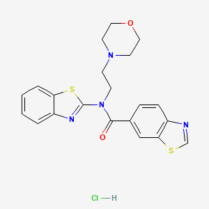 molecular formula C21H21ClN4O2S2 B2738454 N-(benzo[d]thiazol-2-yl)-N-(2-morpholinoethyl)benzo[d]thiazole-6-carboxamide hydrochloride CAS No. 1327514-64-6
