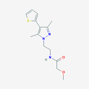 molecular formula C14H19N3O2S B2738457 N-(2-(3,5-dimethyl-4-(thiophen-2-yl)-1H-pyrazol-1-yl)ethyl)-2-methoxyacetamide CAS No. 2034554-81-7