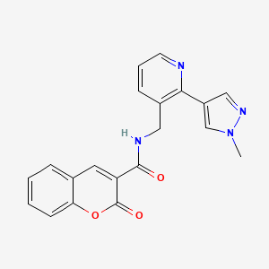 molecular formula C20H16N4O3 B2738498 N-((2-(1-methyl-1H-pyrazol-4-yl)pyridin-3-yl)methyl)-2-oxo-2H-chromene-3-carboxamide CAS No. 2034389-40-5