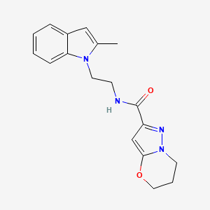 molecular formula C18H20N4O2 B2738509 N-[2-(2-methyl-1H-indol-1-yl)ethyl]-5H,6H,7H-pyrazolo[3,2-b][1,3]oxazine-2-carboxamide CAS No. 1448066-91-8