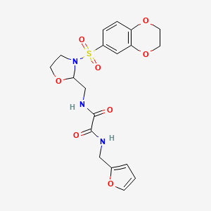 molecular formula C19H21N3O8S B2738568 N-{[3-(2,3-dihydro-1,4-benzodioxine-6-sulfonyl)-1,3-oxazolidin-2-yl]methyl}-N'-[(furan-2-yl)methyl]ethanediamide CAS No. 868982-53-0